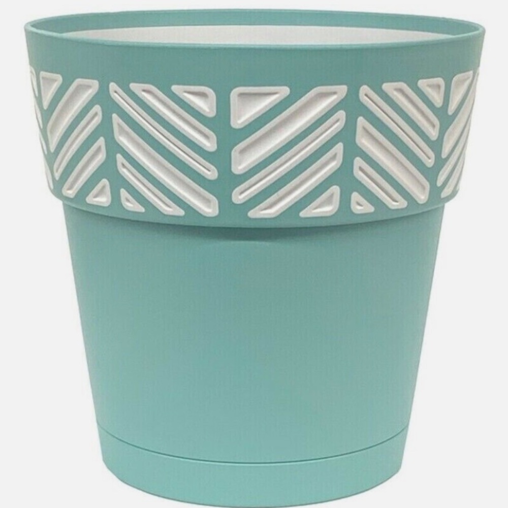Bundle of 3 NEW Deroma 6” Teal Self Watering Pots